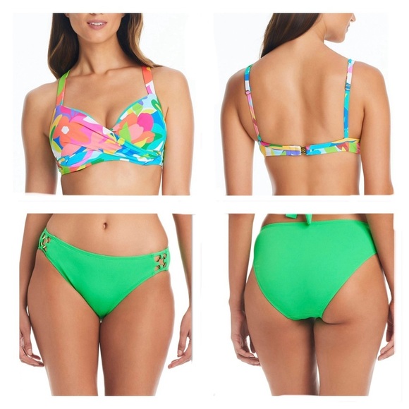 Bleu Rod Beattie Away We Go Bikini Top Size 36DD & Hipster Bikini Bottom Size 14 - Picture 1 of 12